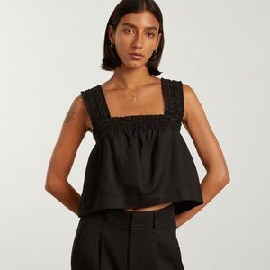 Everlane Smocked Linen Cami Top